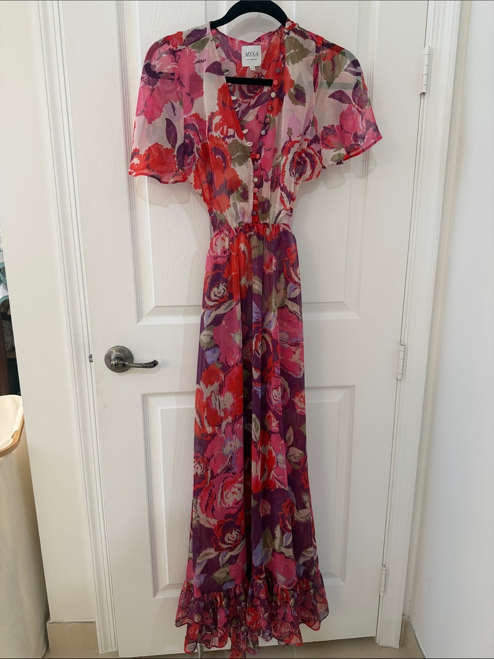 Misa Los Angeles Floral Maxi Dress in Pink, Red, Purple
